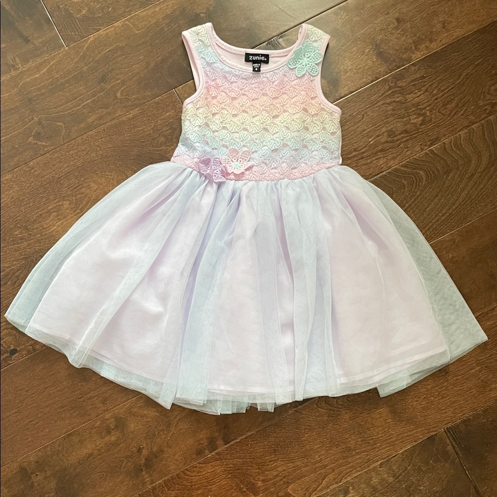 Zunie Kids Pink and Lavender Lace Dress